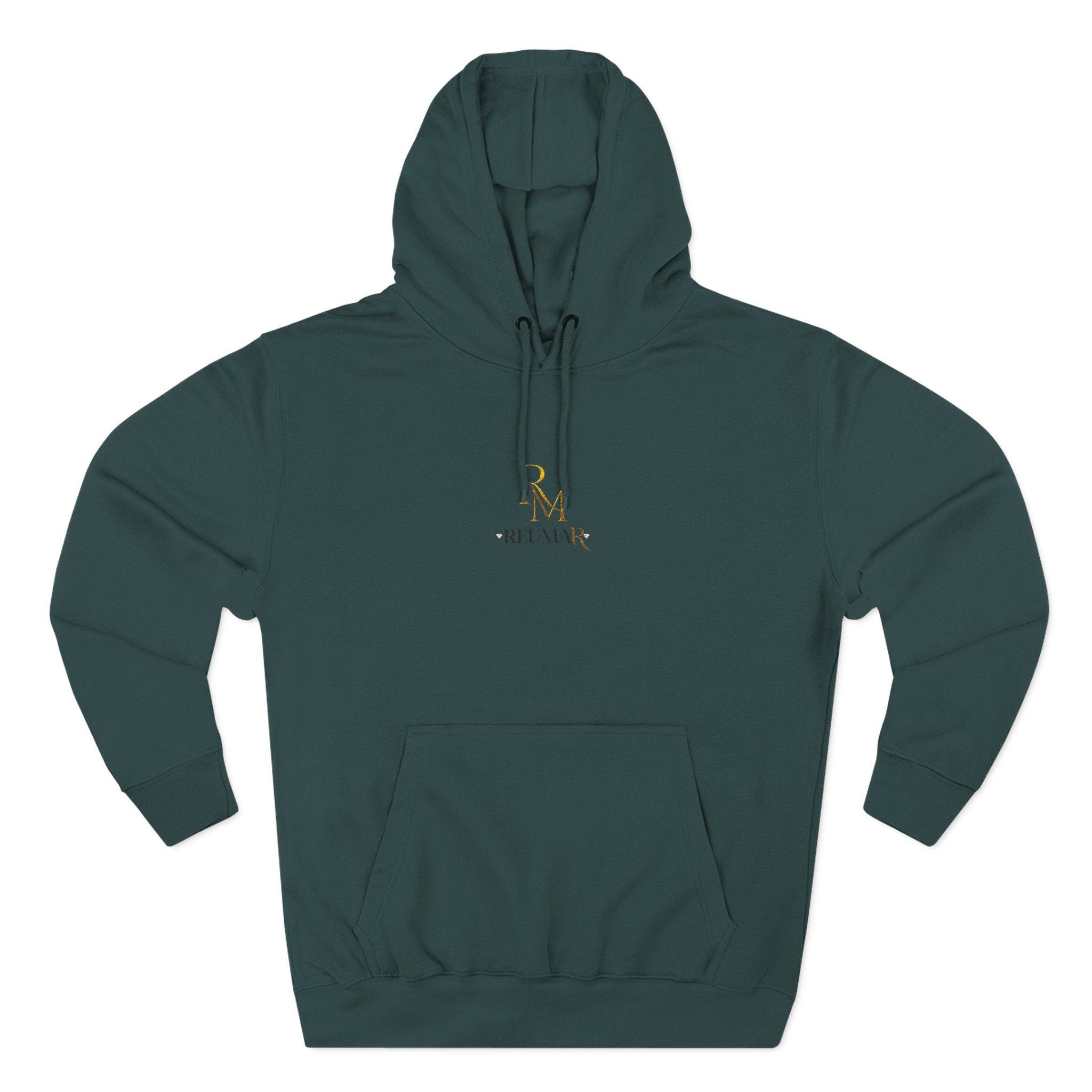 Minimalist Gold Monogram Hoodie — 'RM' Chest Logo Fleece Pullover