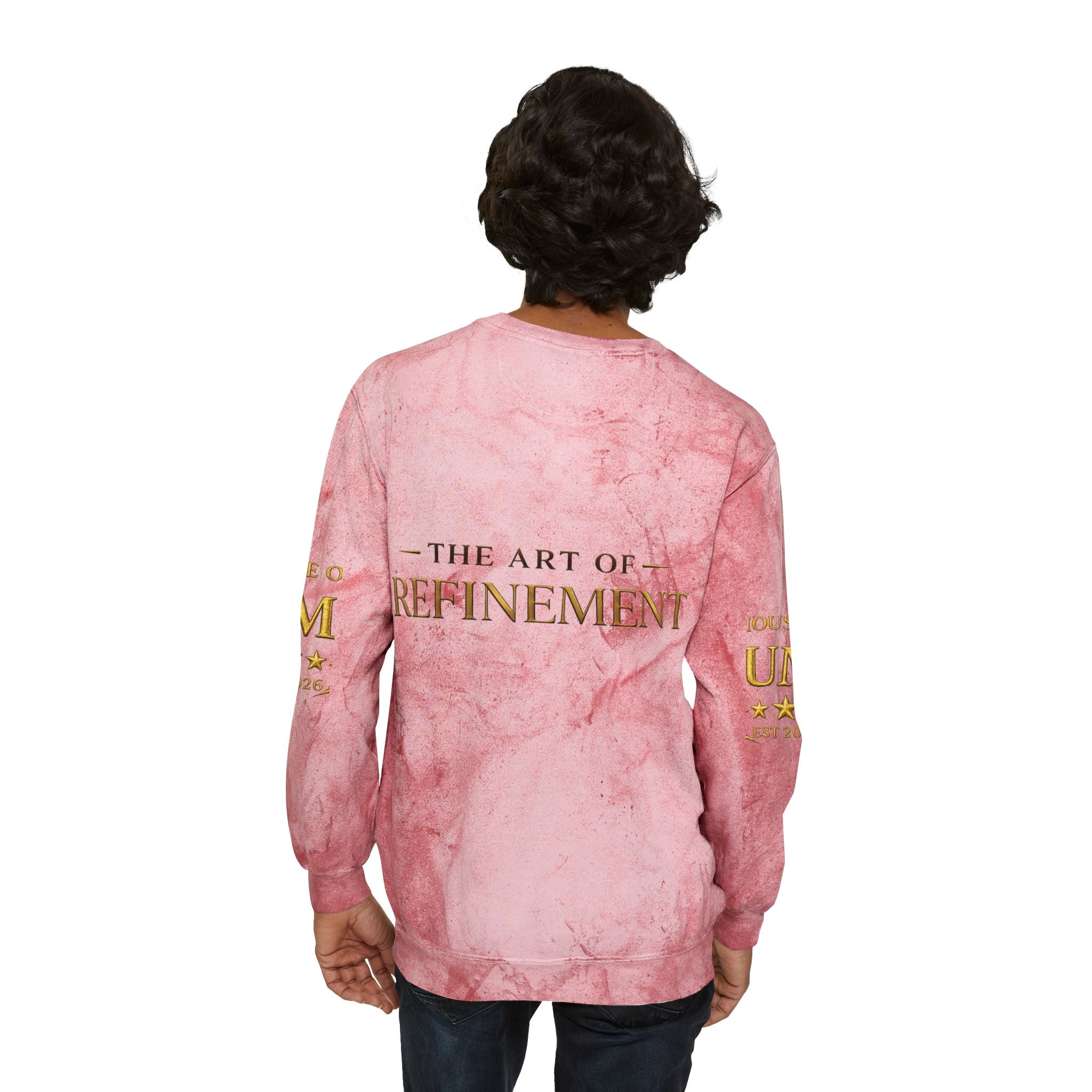 Refined Gold Tie-Dye Crewneck Sweatshirt — “REUMAR” / The Art of Refinement