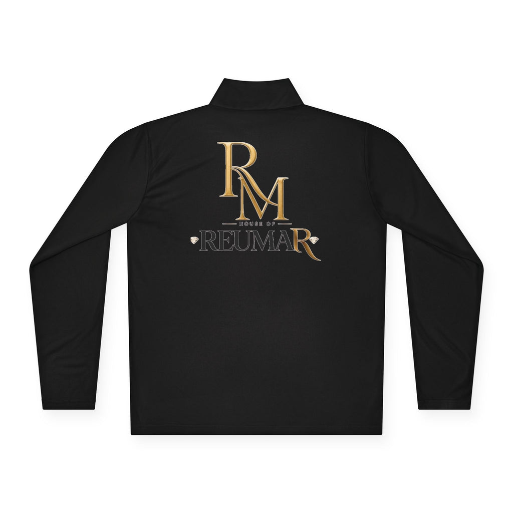 Quarter-Zip Pullover — Gold 'RM Reumar' Logo Embroidered Sweatshirt