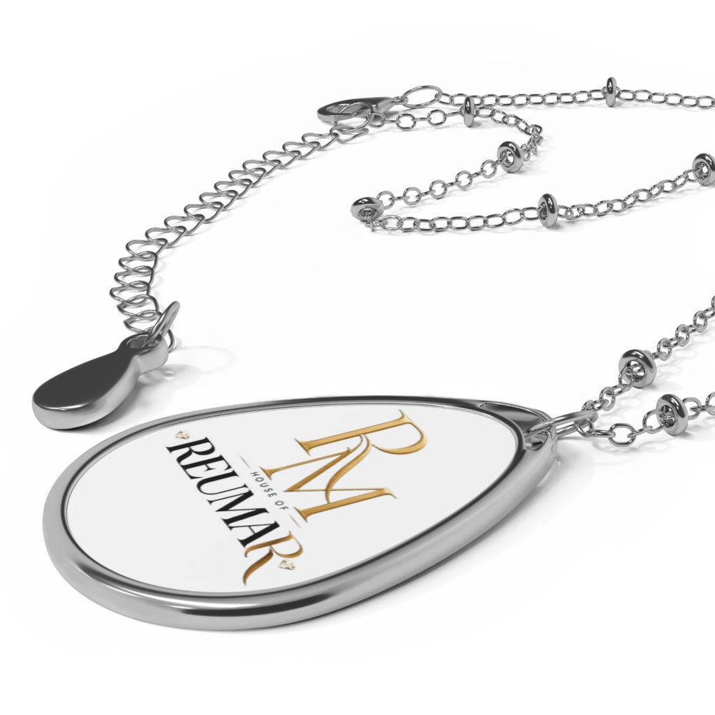 Oval Pendant Necklace — Engraved Teardrop Logo Jewelry