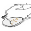 Oval Pendant Necklace — Engraved Teardrop Logo Jewelry