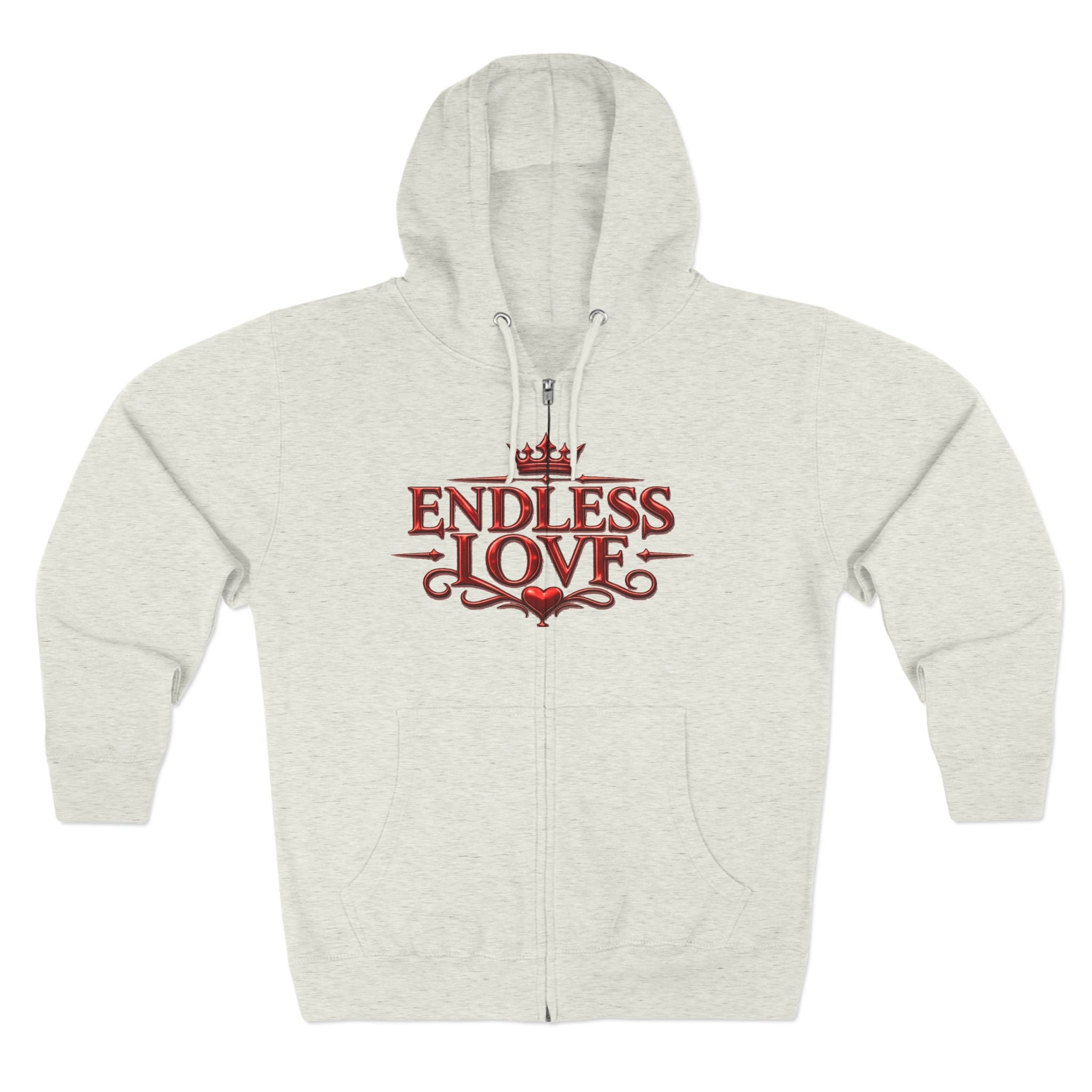 Endless Love Zip Hoodie - Romantic Crown Graphic Couples Pullover