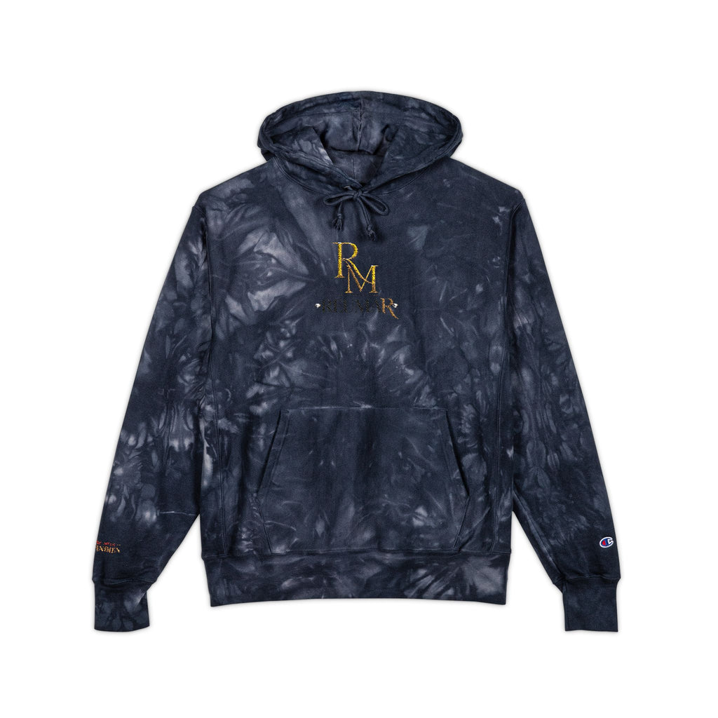 Tie-Dye Embroidered Hoodie — Black Marble RM Logo