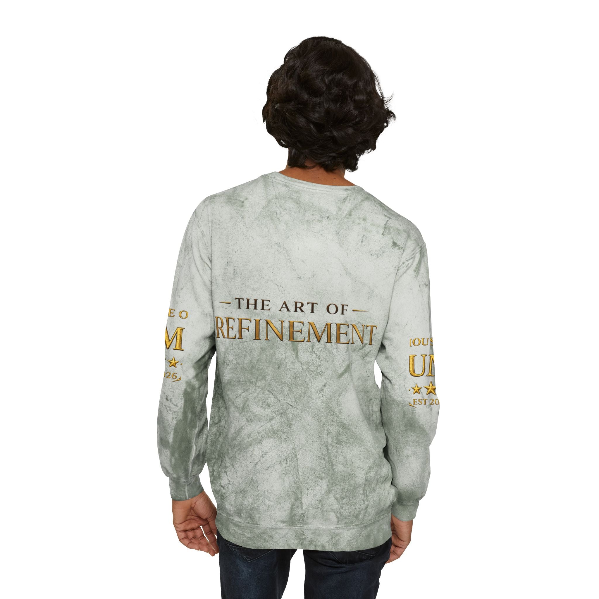 Refined Gold Tie-Dye Crewneck Sweatshirt — “REUMAR” / The Art of Refinement