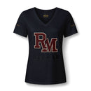 Women's V-Neck Tee — 'RM House of Reumar' Collegiate Graphic