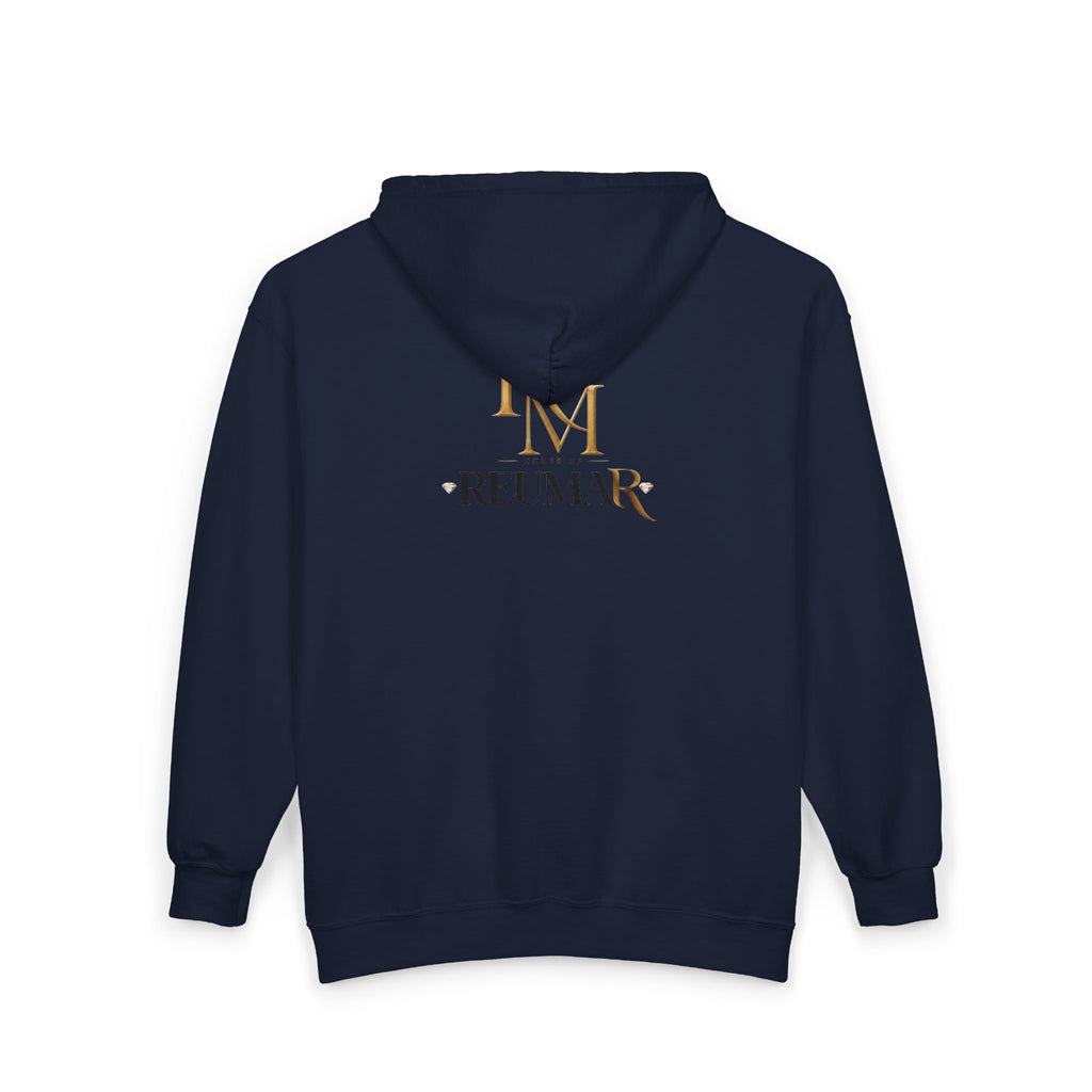 Full-Zip Hoodie — Reumar Gold Monogram Zip-Up Sweatshirt