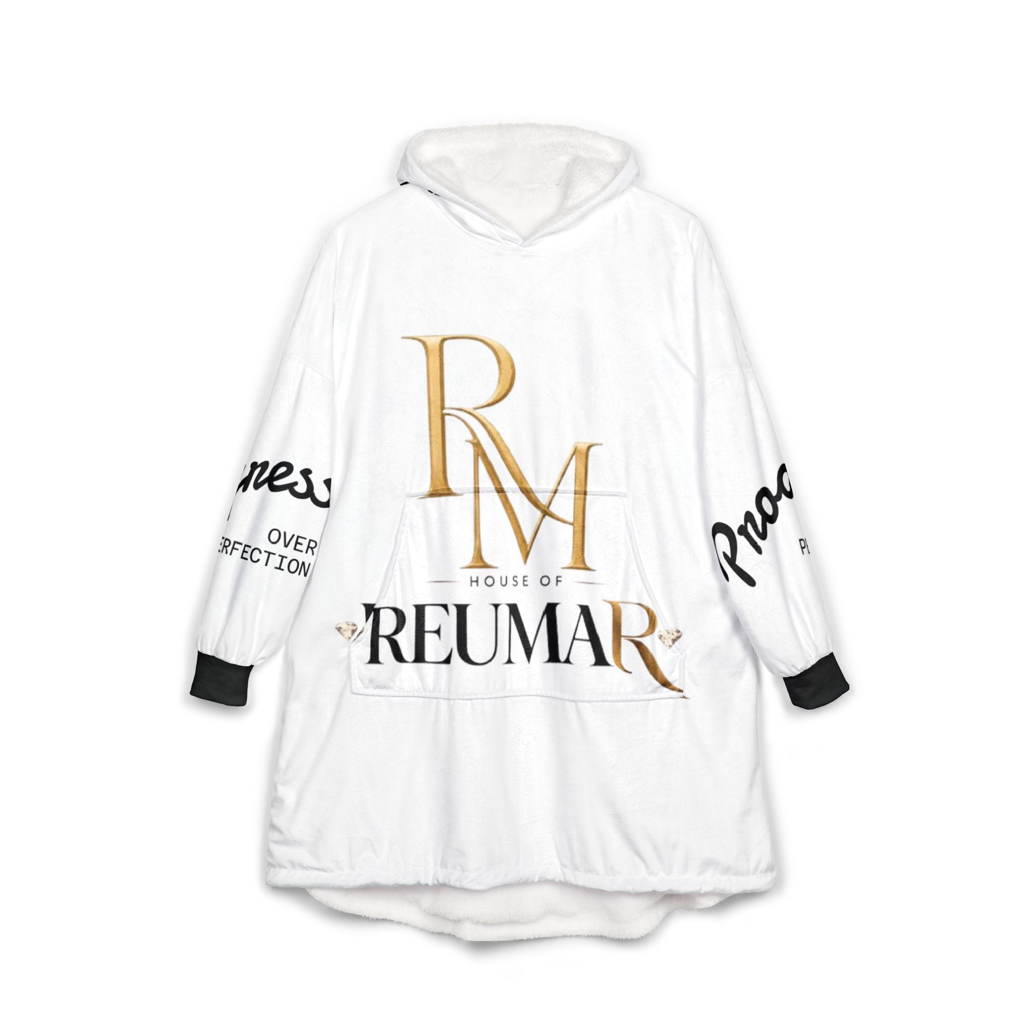 Hooded Blanket — Luxe 'House of Reumar' Logo Sherpa Hoodie Blanket