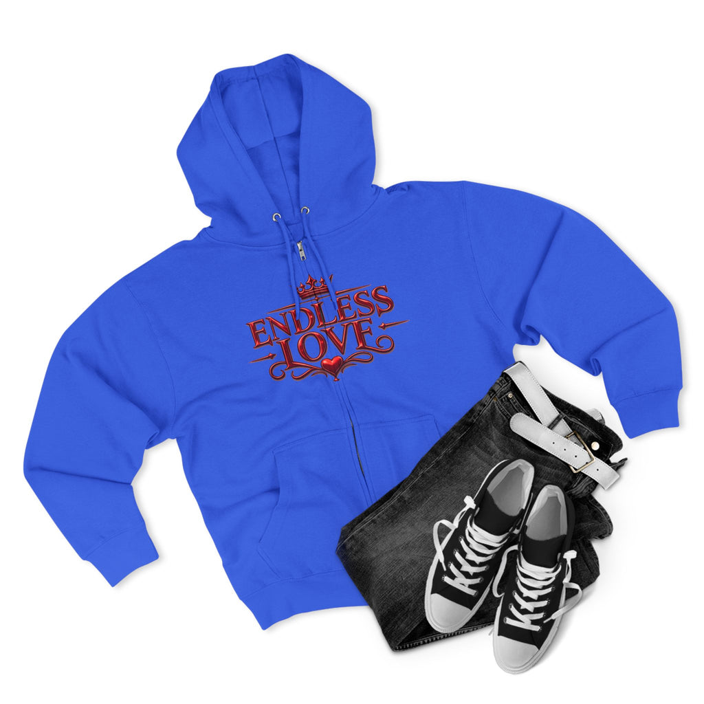 Endless Love Zip Hoodie - Romantic Crown Graphic Couples Pullover