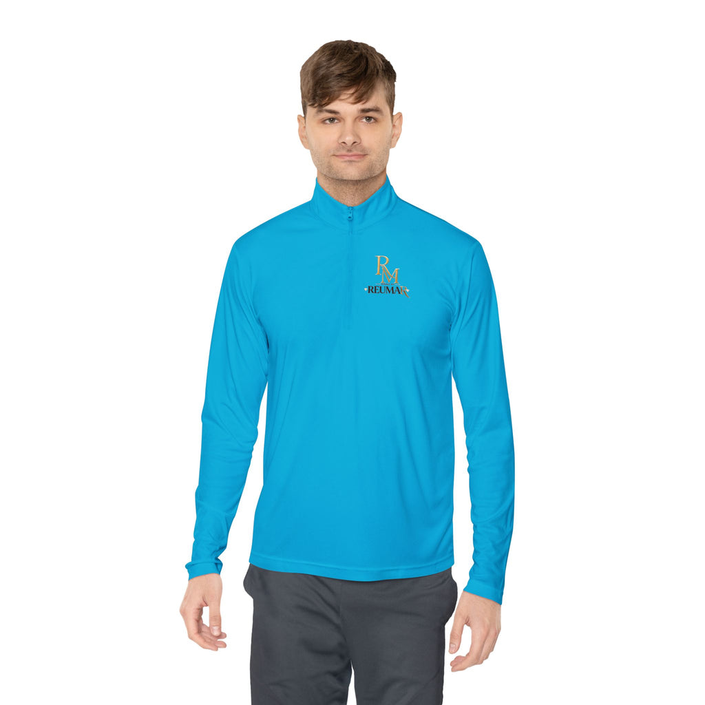 Quarter-Zip Pullover — Gold 'RM Reumar' Logo Embroidered Sweatshirt