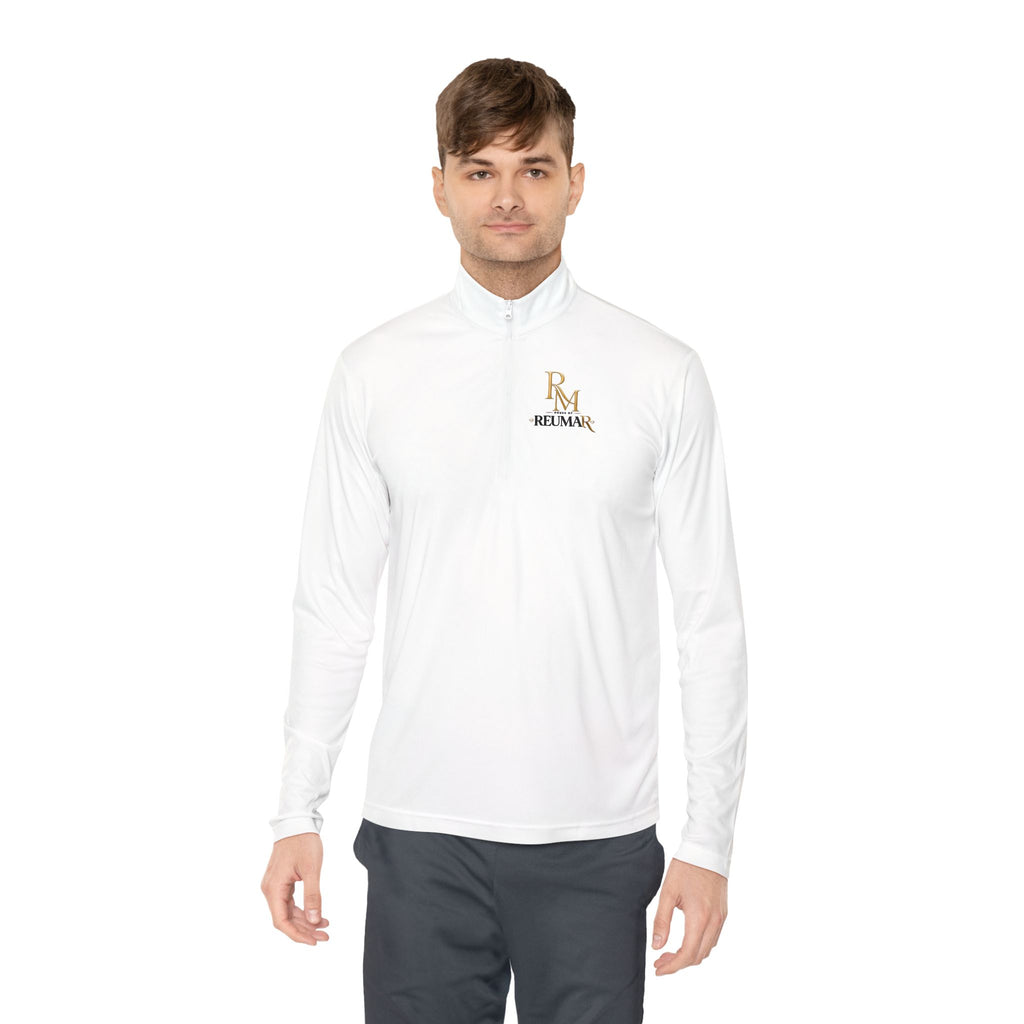 Quarter-Zip Pullover — Gold 'RM Reumar' Logo Embroidered Sweatshirt
