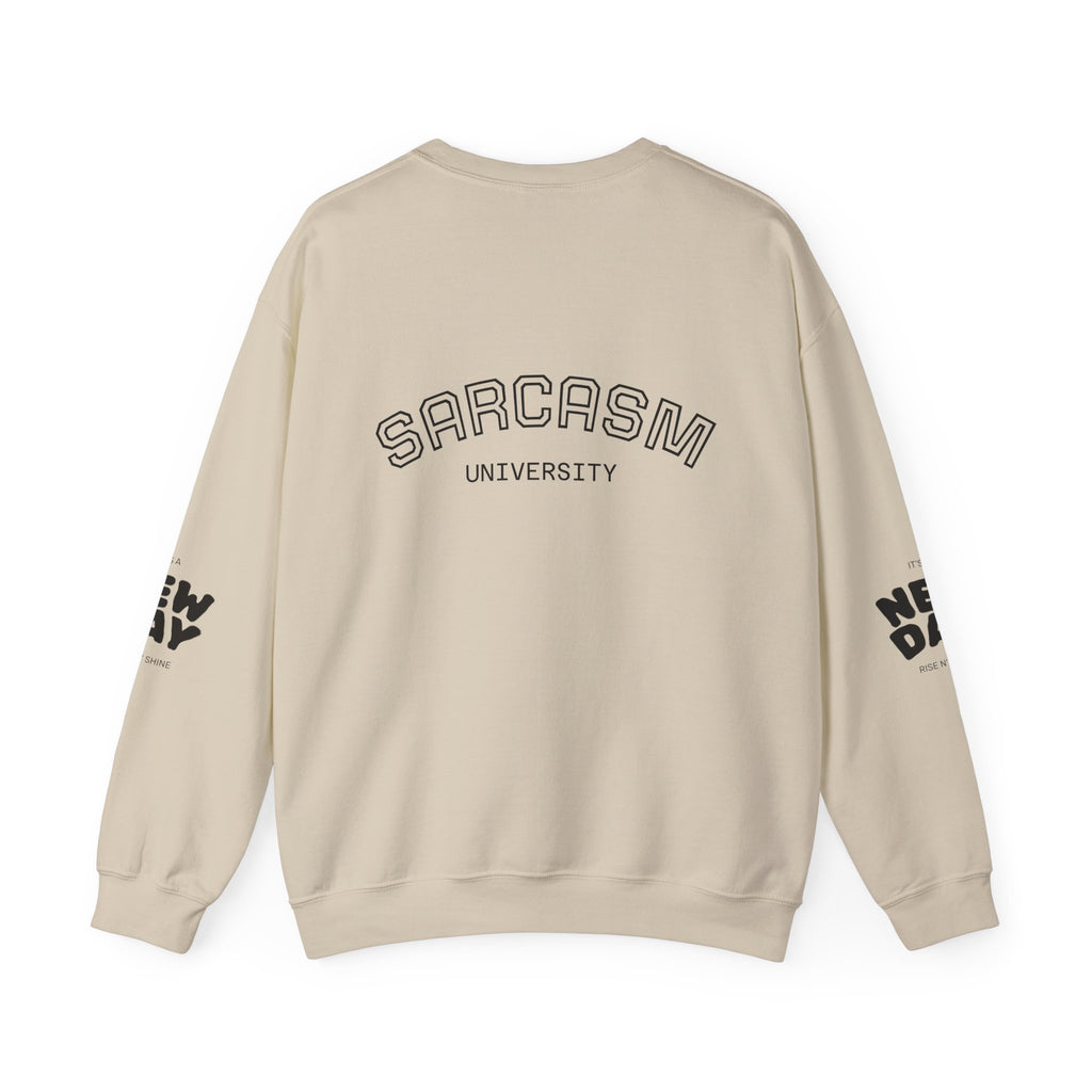 Sarcasm University Crewneck Sweatshirt — REUMAR Logo College-Style Pullover