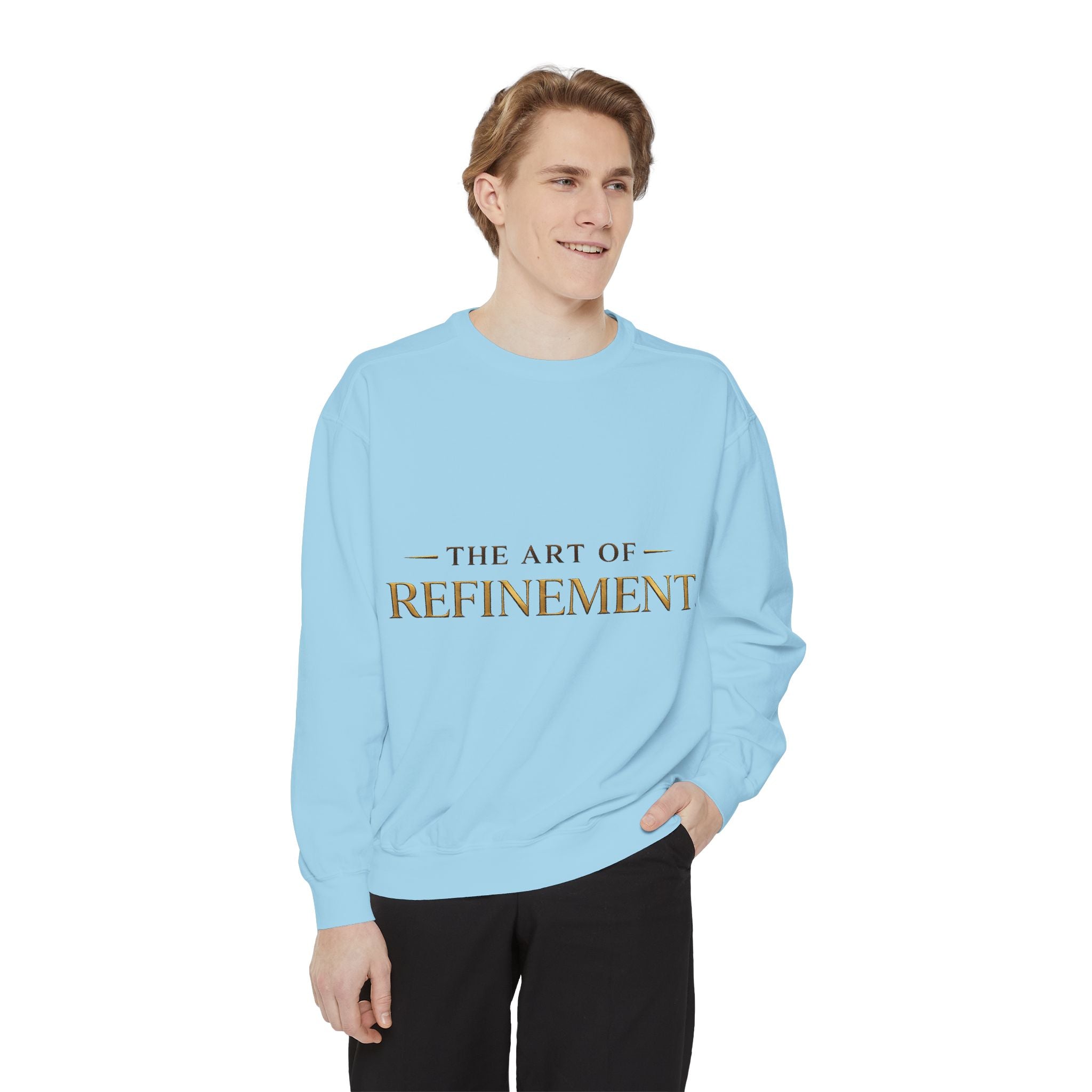 Refinement Logo Sweatshirt — "The Art of Refinement" Garment-Dyed Crewneck