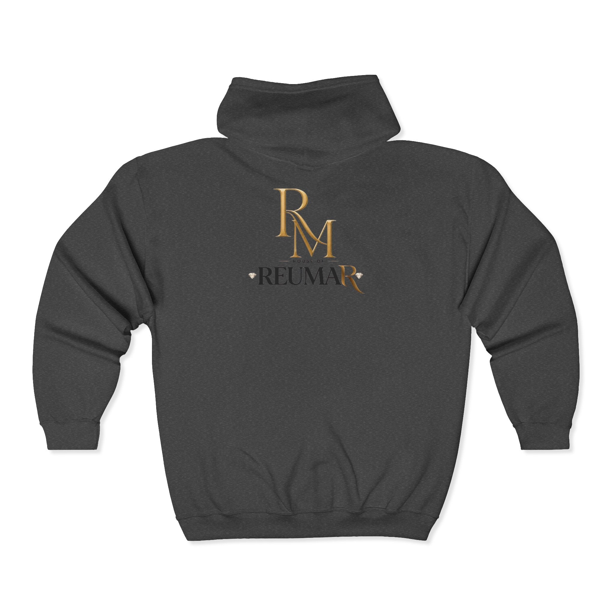 Full-Zip Hoodie — Reumar Gold Monogram Zip-Up Sweatshirt