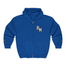 Gold Monogram RM Full-Zip Hoodie — Minimal Logo Zip Jacket