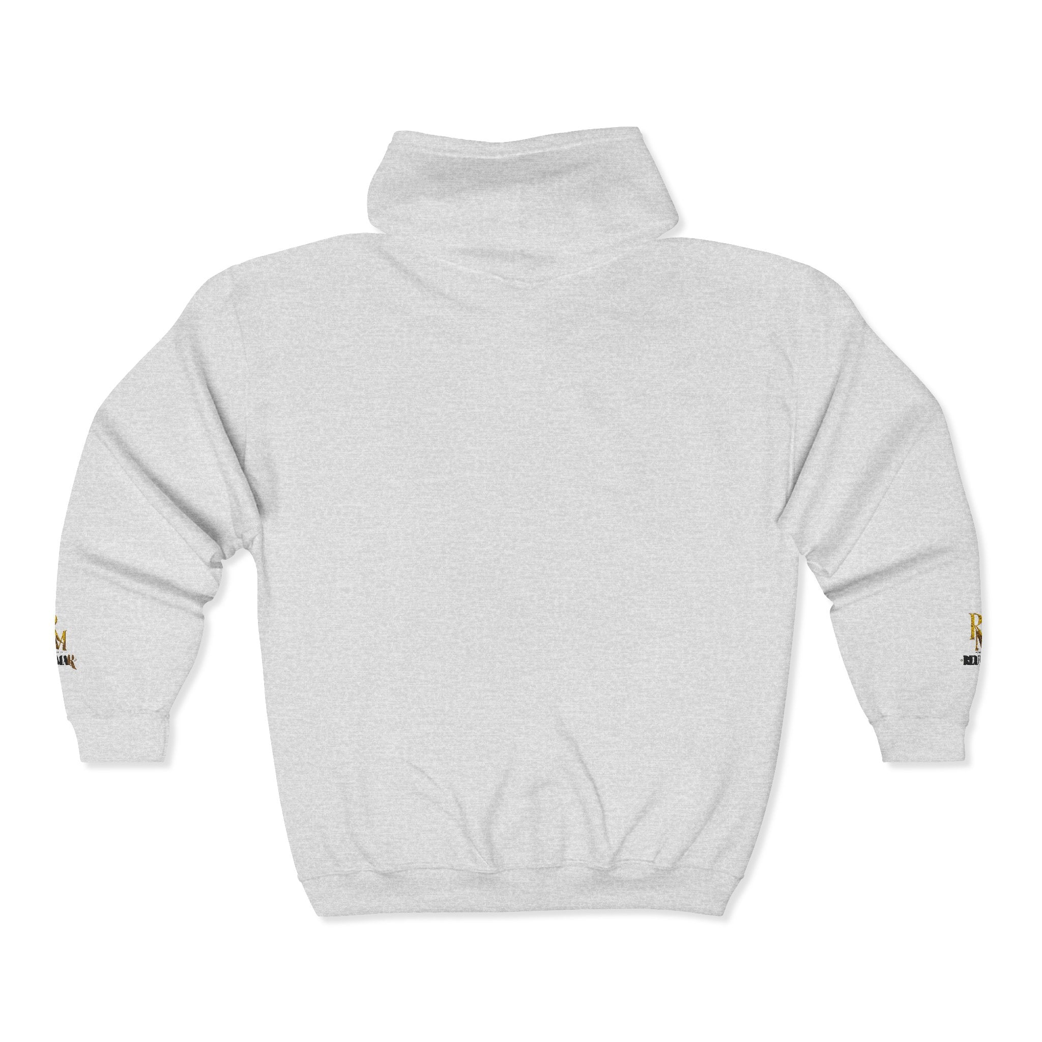Full-Zip White Hoodie with Gold 'RM' Minimalist Logo