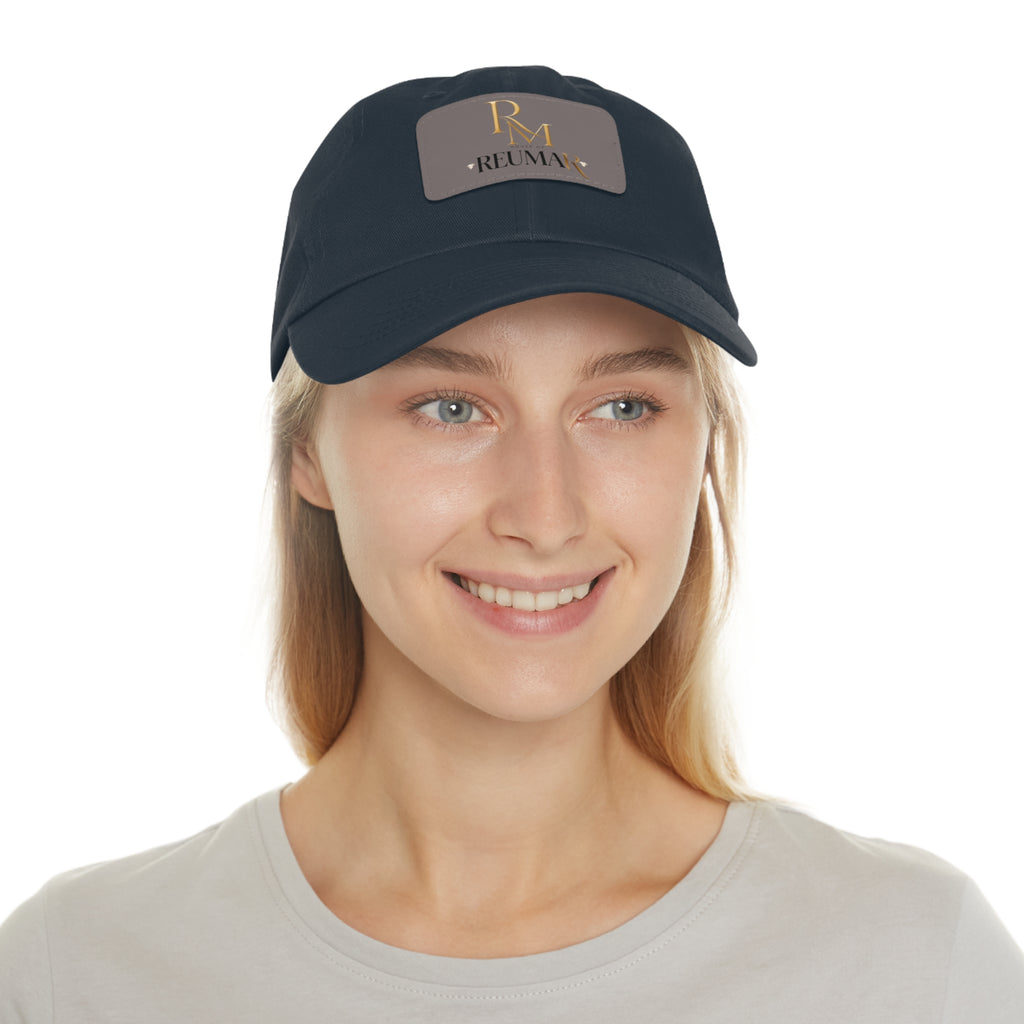 Reumar Pink Leather Patch Dad Hat