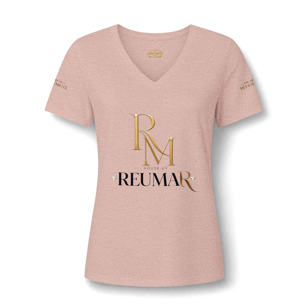 Women's V-Neck Tee — 'Reumar' Gold Monogram Logo