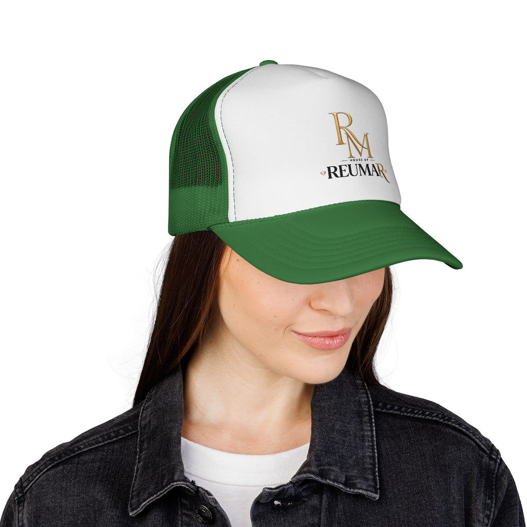 Reumar Gold Monogram Trucker Cap