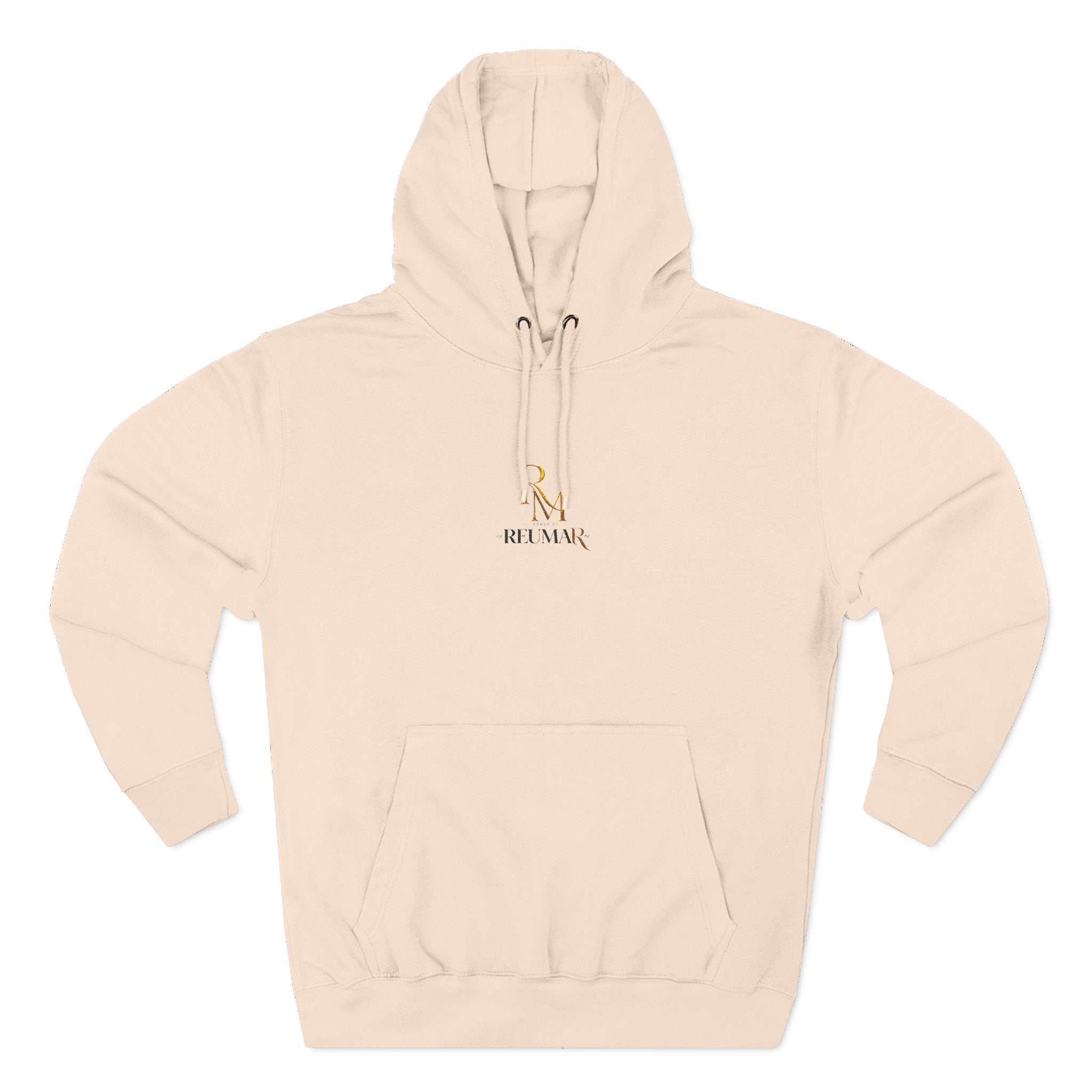 Minimalist Gold Monogram Hoodie — 'RM' Chest Logo Fleece Pullover