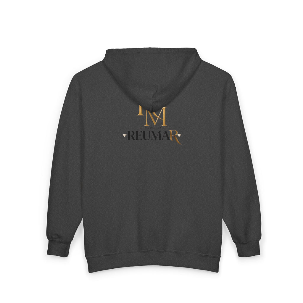 Full-Zip Hoodie — Reumar Gold Monogram Zip-Up Sweatshirt