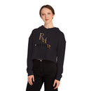 House of Reumar Cropped Hoodie — Women's Gold Monogram Logo Sweatshirt