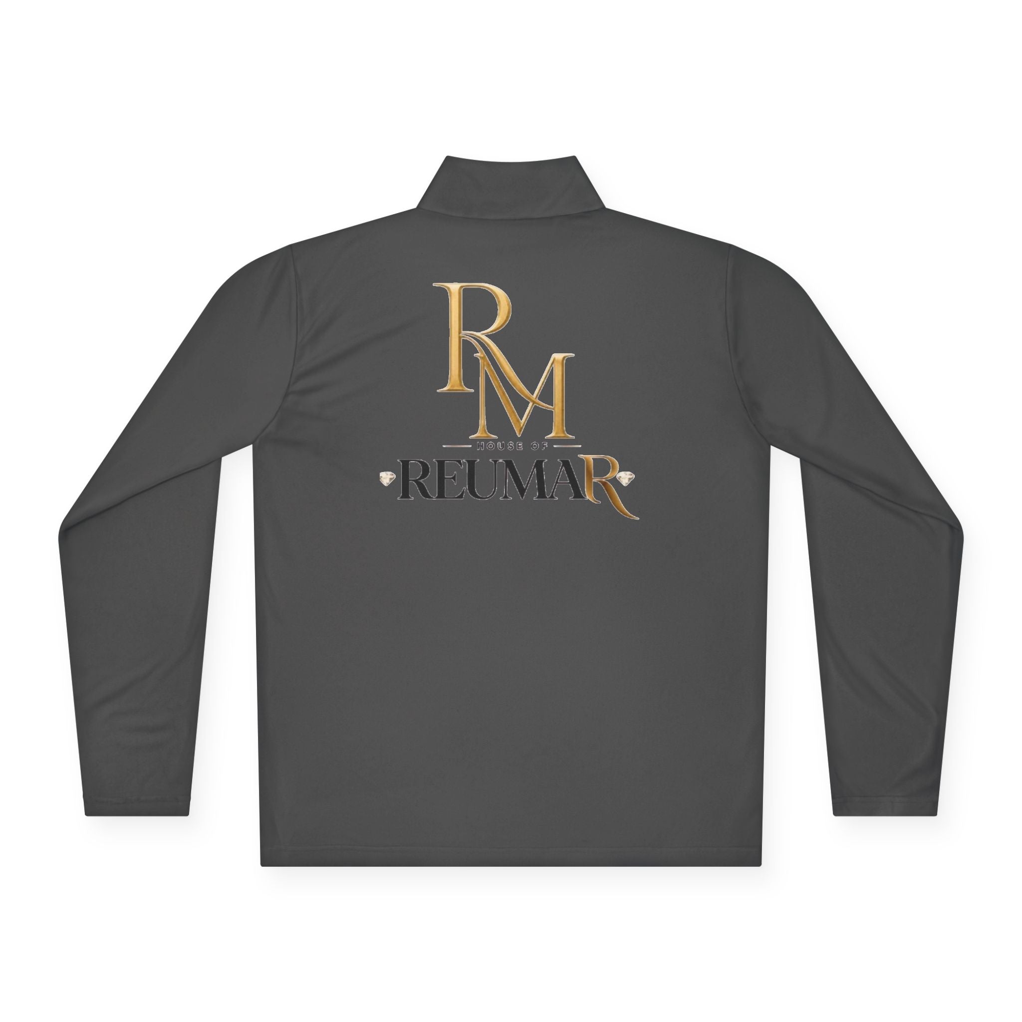 Quarter-Zip Pullover — Gold 'RM Reumar' Logo Embroidered Sweatshirt