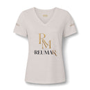 Women's V-Neck Tee — 'Reumar' Gold Monogram Logo