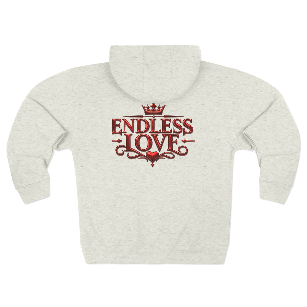 Endless Love Zip Hoodie - Romantic Crown Graphic Couples Pullover