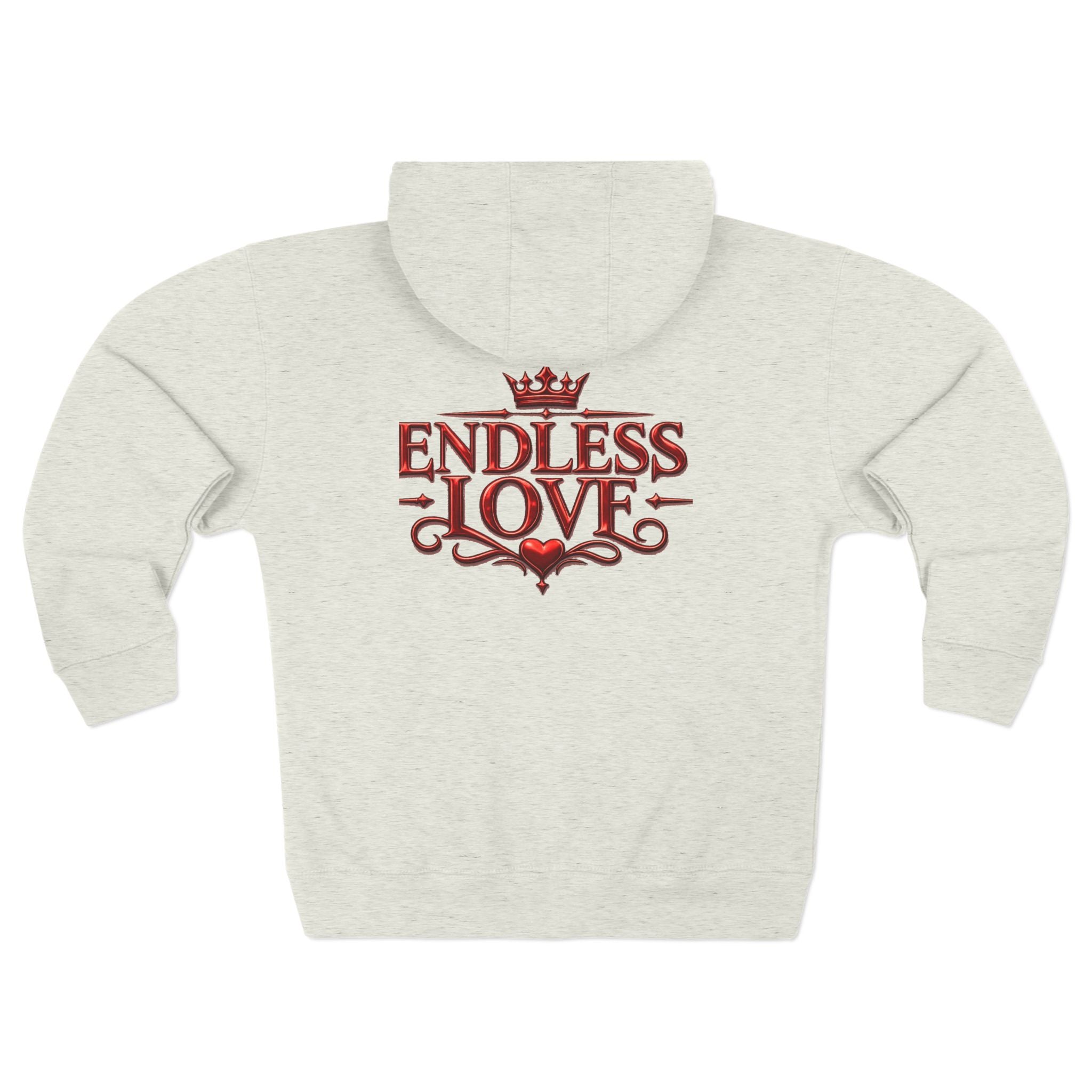 Endless Love Zip Hoodie - Romantic Crown Graphic Couples Pullover