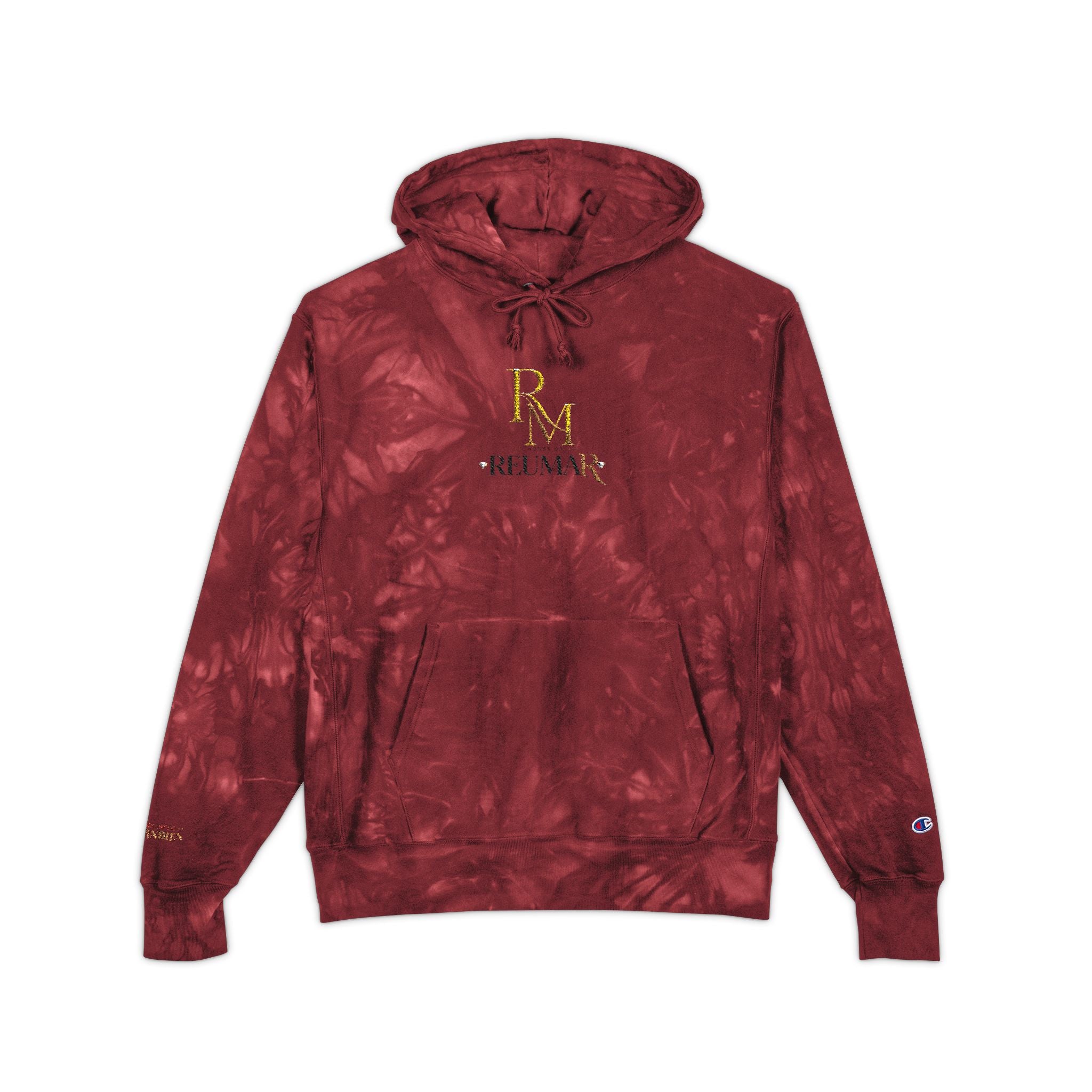 Tie-Dye Embroidered Hoodie — Black Marble RM Logo