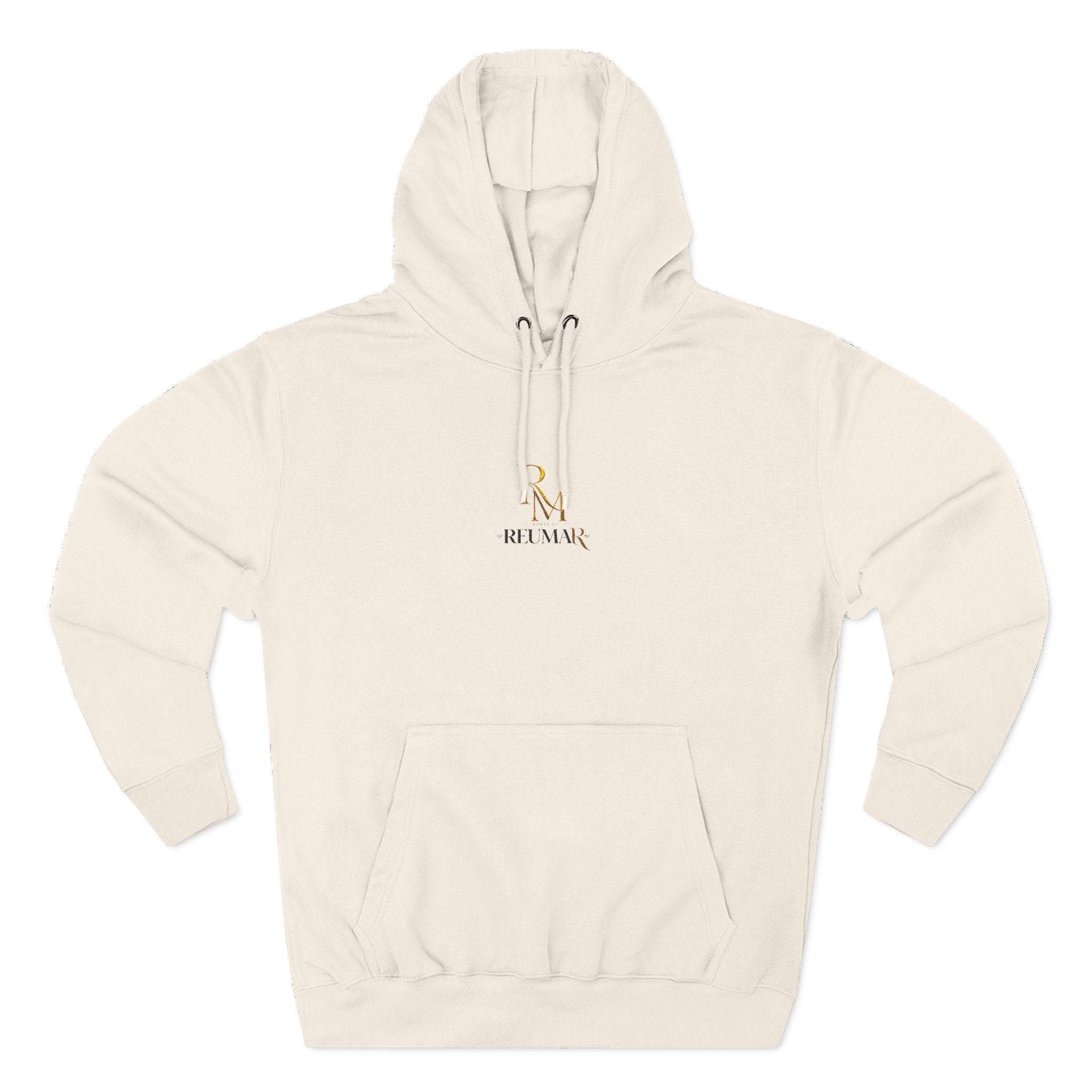 Minimalist Gold Monogram Hoodie — 'RM' Chest Logo Fleece Pullover