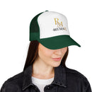 Reumar Gold Monogram Trucker Hat - Mesh Foam Baseball Cap