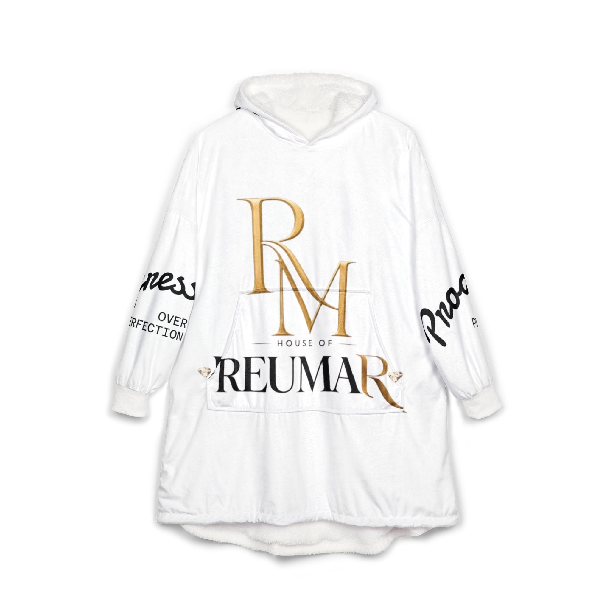Hooded Blanket — Luxe 'House of Reumar' Logo Sherpa Hoodie Blanket