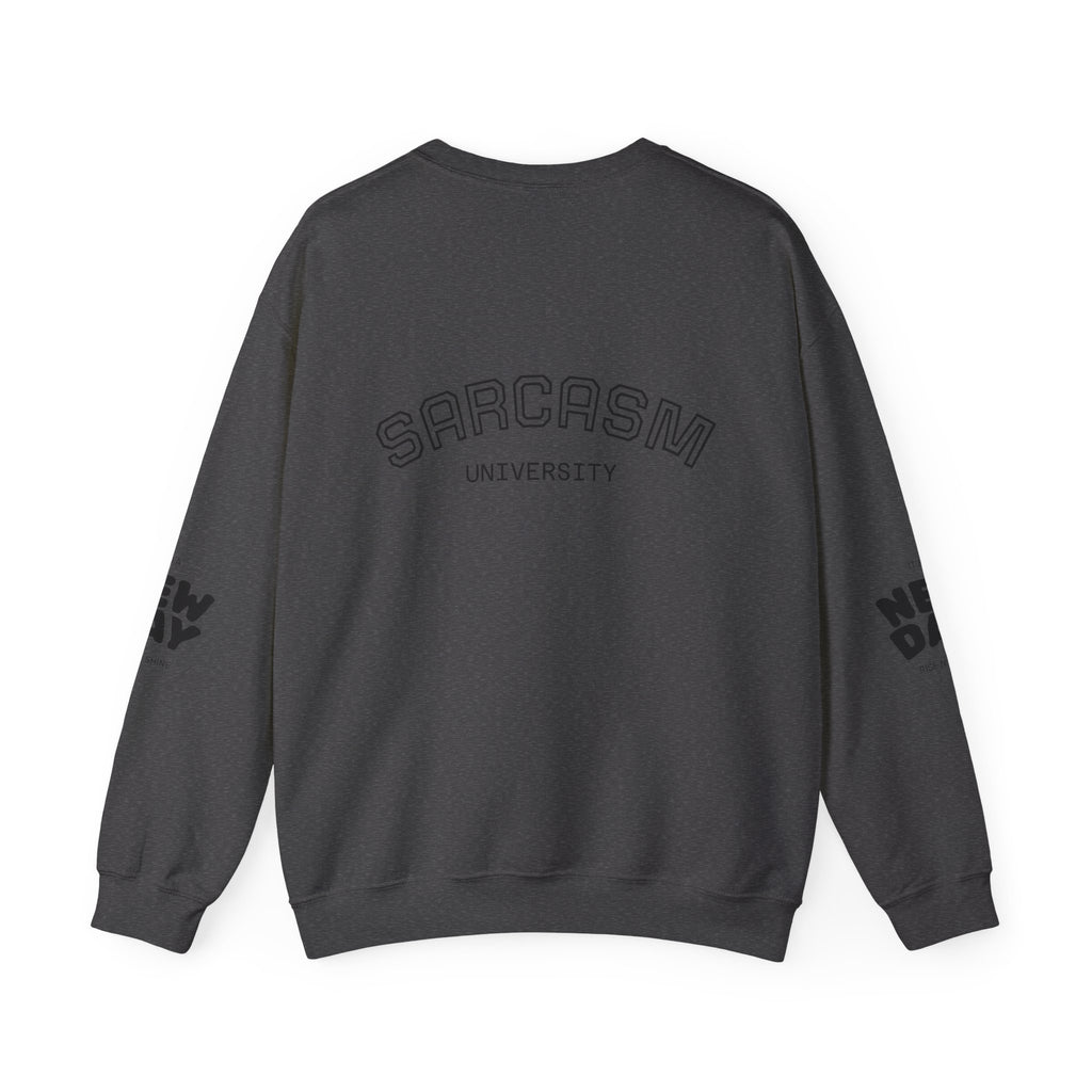 Sarcasm University Crewneck Sweatshirt — REUMAR Logo College-Style Pullover