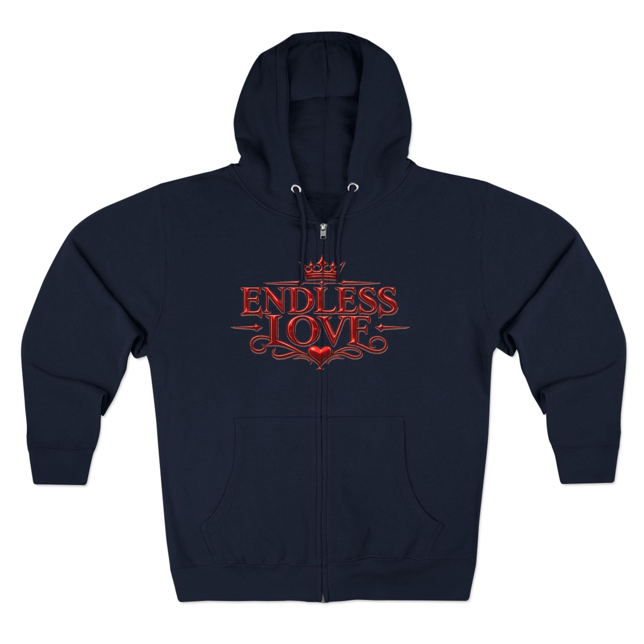 Endless Love Zip Hoodie - Romantic Crown Graphic Couples Pullover