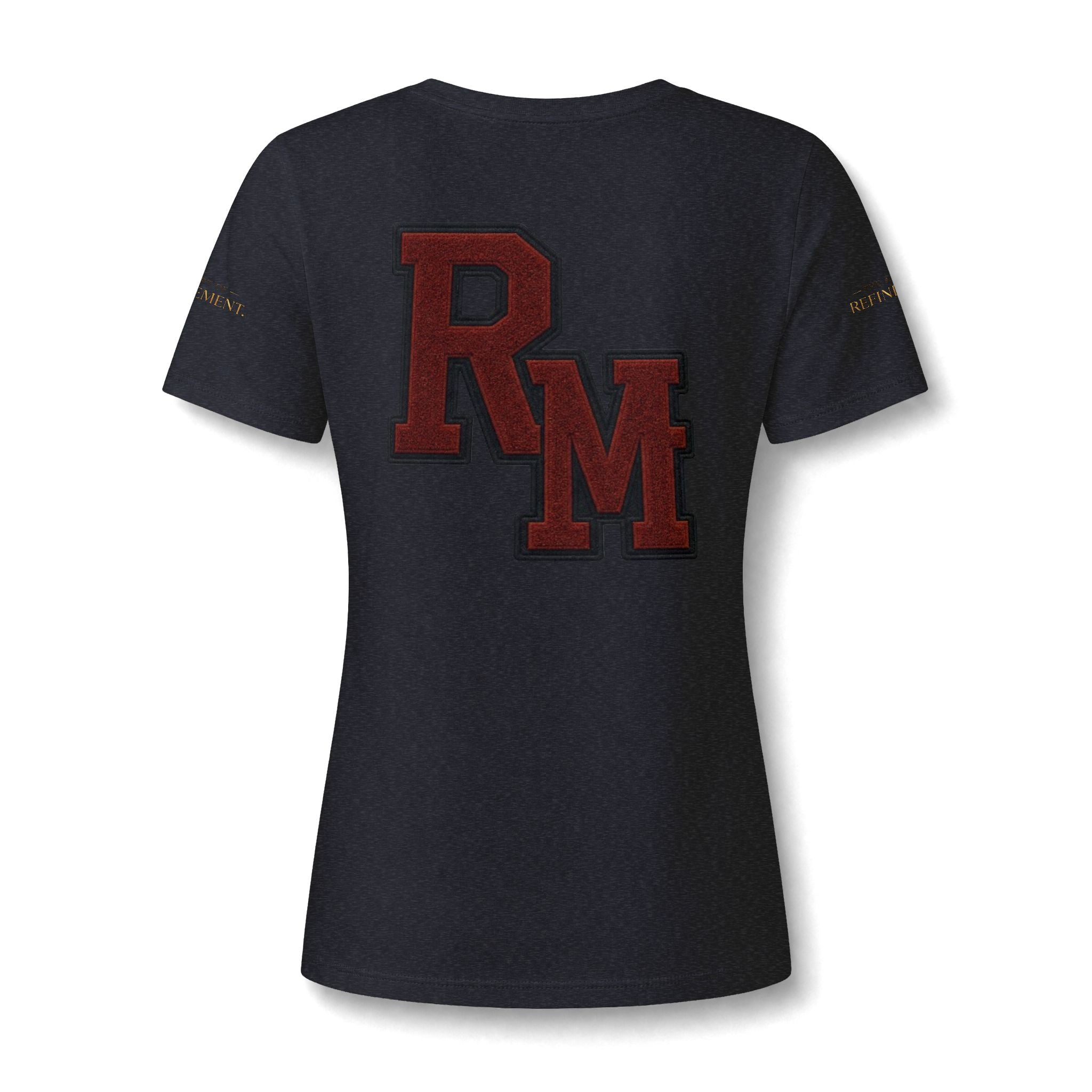 Women's V-Neck Tee — 'RM House of Reumar' Collegiate Graphic