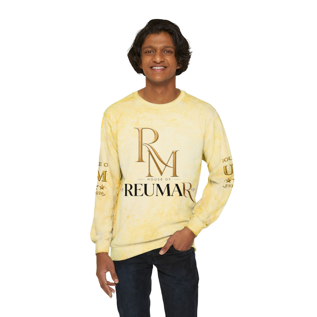 Refined Gold Tie-Dye Crewneck Sweatshirt — “REUMAR” / The Art of Refinement