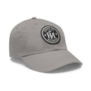 Embroidered Leather Patch Dad Hat — Reumar Monogram Baseball Cap
