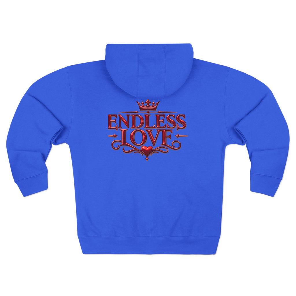 Endless Love Zip Hoodie - Romantic Crown Graphic Couples Pullover