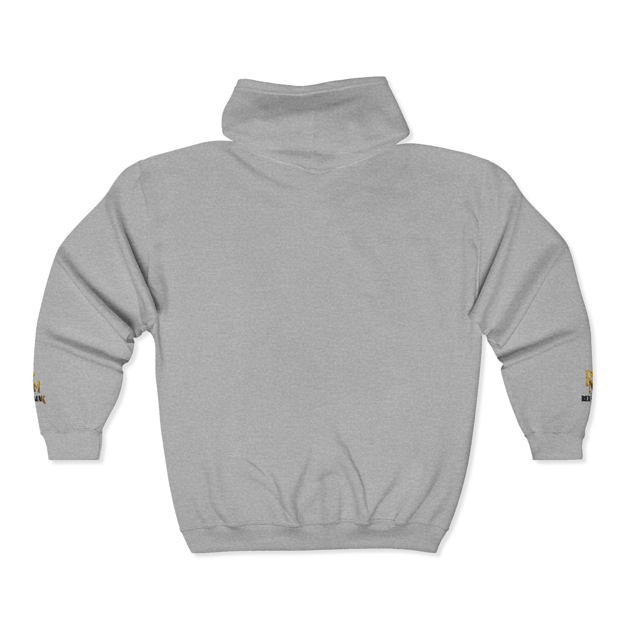 Full-Zip White Hoodie with Gold 'RM' Minimalist Logo