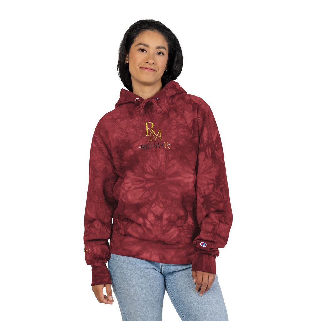 Tie-Dye Embroidered Hoodie — Black Marble RM Logo