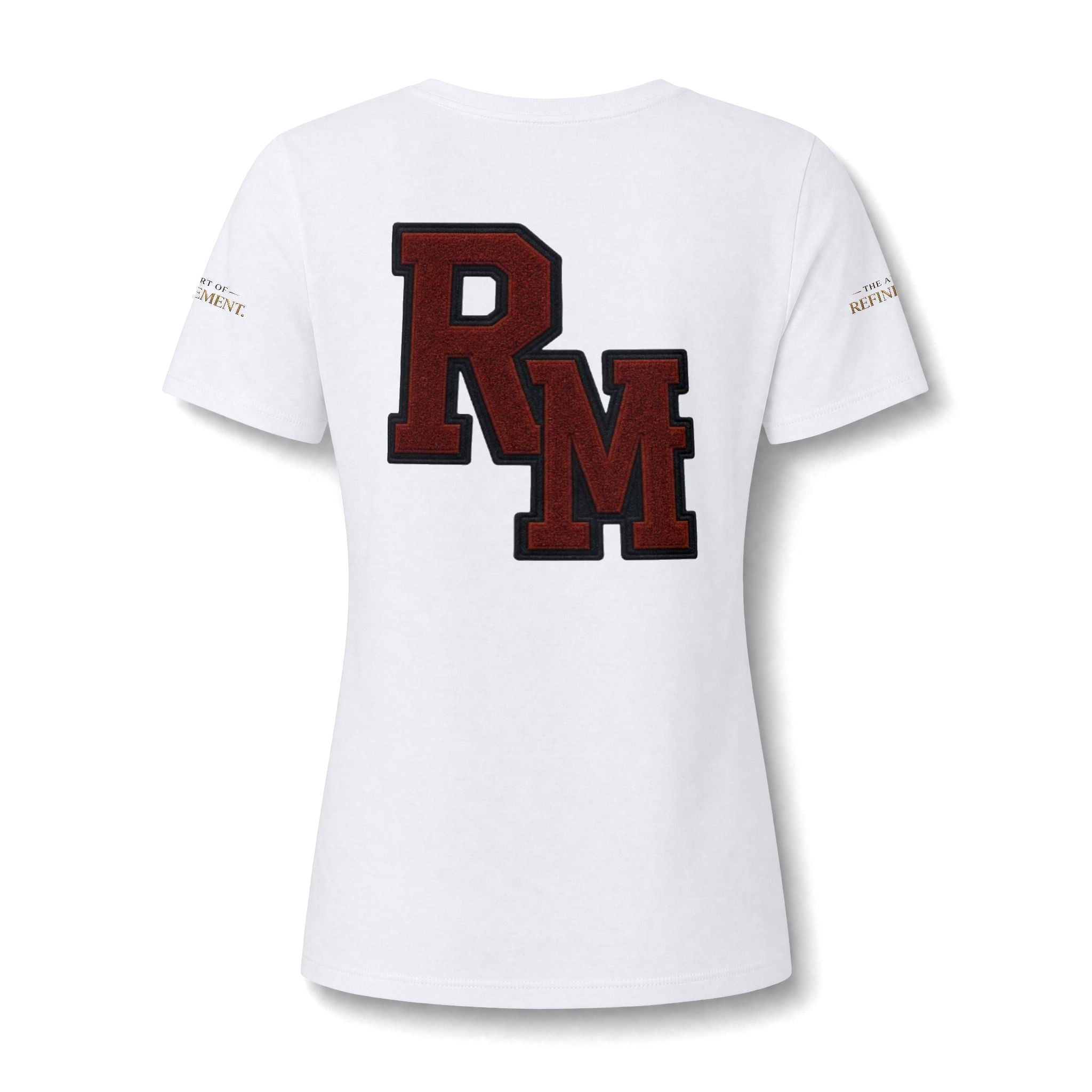 Women's V-Neck Tee — 'RM House of Reumar' Collegiate Graphic