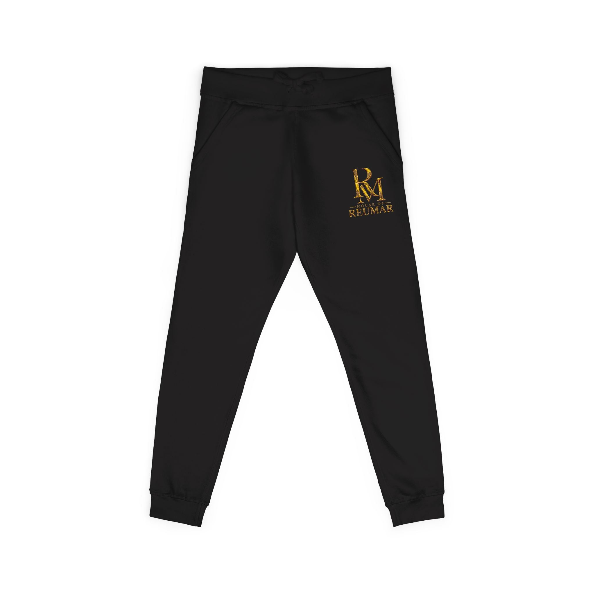 Embroidered Relaxed Sweatpants — Minimal Gold Monogram Lounge Joggers
