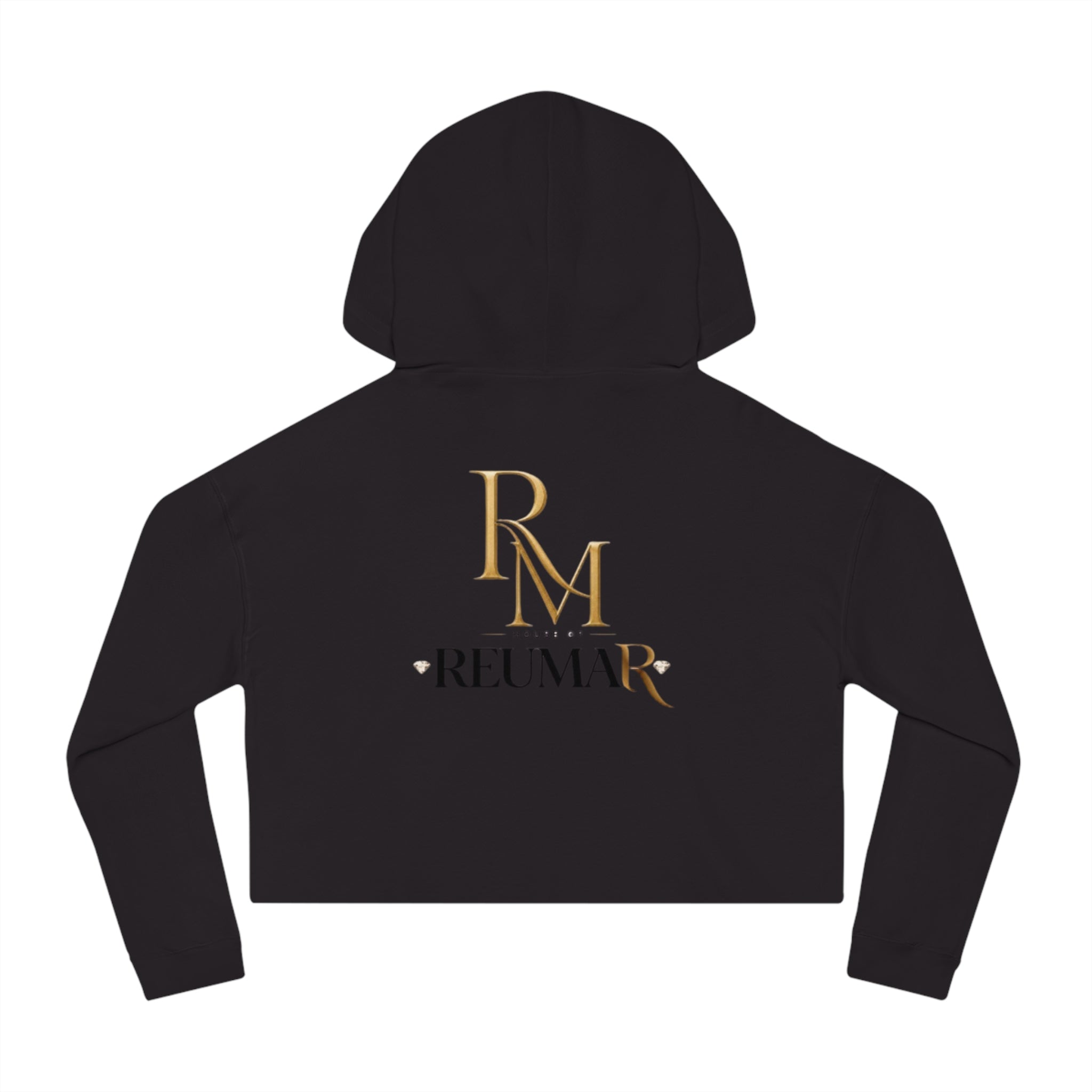 House of Reumar Cropped Hoodie — Women's Gold Monogram Logo Sweatshirt