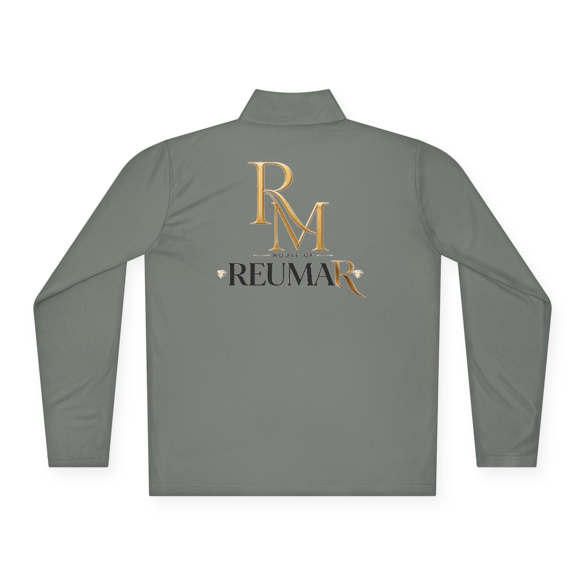Quarter-Zip Pullover — Gold 'RM Reumar' Logo Embroidered Sweatshirt