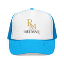 Reumar Gold Monogram Trucker Hat - Mesh Foam Baseball Cap