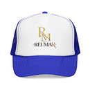 Reumar Gold Monogram Trucker Hat - Mesh Foam Baseball Cap