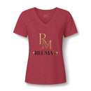 Women's V-Neck Tee — 'Reumar' Gold Monogram Logo