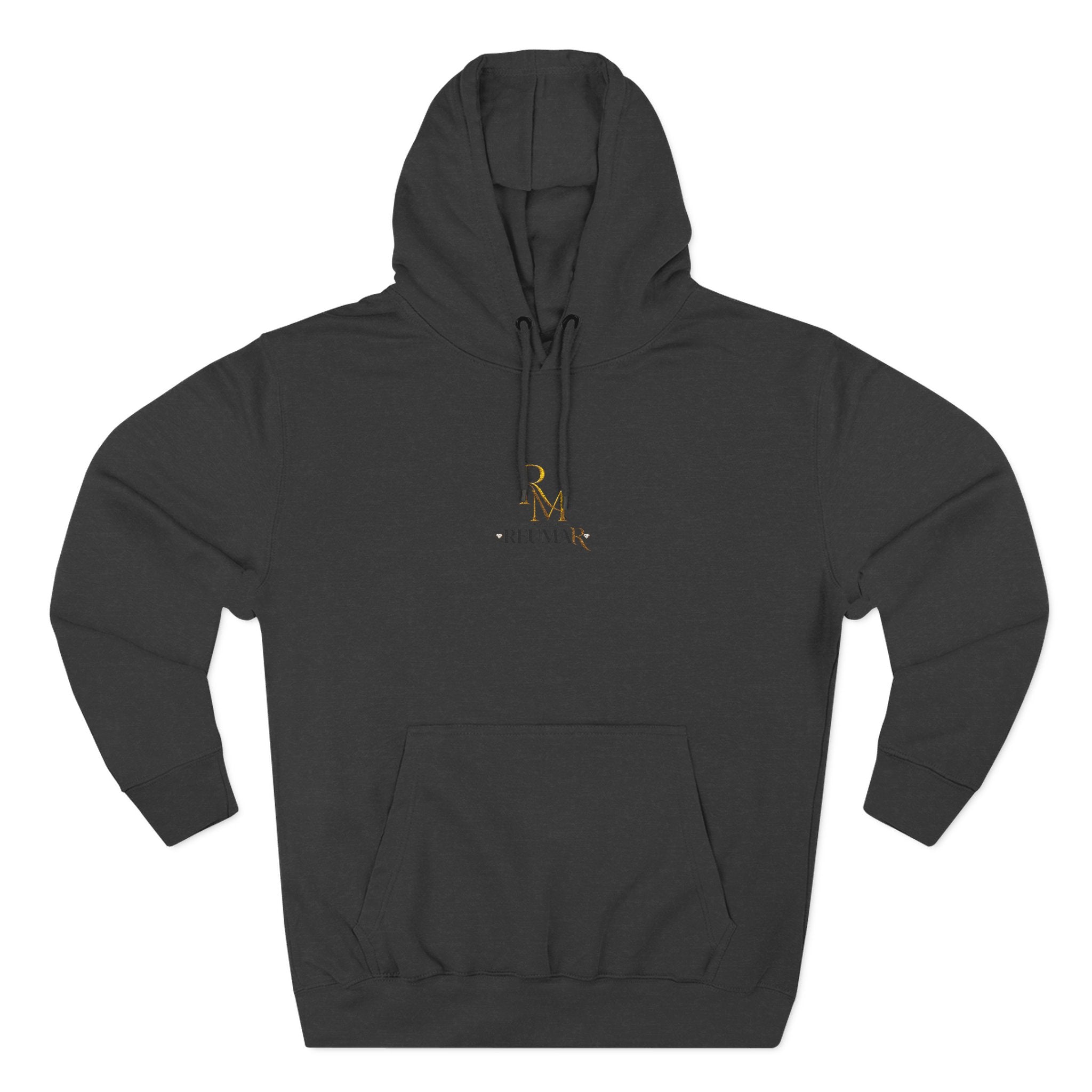 Minimalist Gold Monogram Hoodie — 'RM' Chest Logo Fleece Pullover