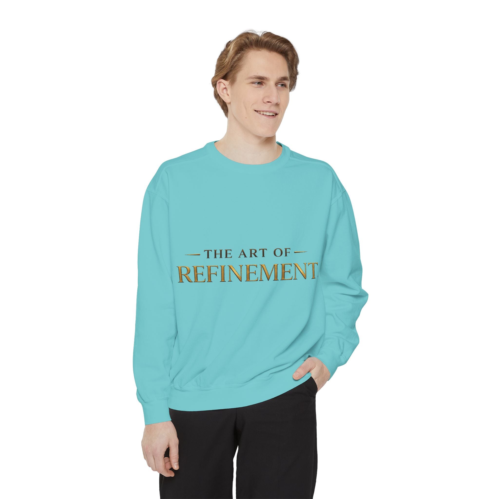 Refinement Logo Sweatshirt — "The Art of Refinement" Garment-Dyed Crewneck